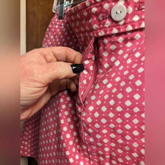 EUC: J. Crew 💕HOT PINK & WHITE💕 Cotton MINI SKIRT 😍♦️diamond pattern ♦sz 8 💞 - Picture 7 of 8